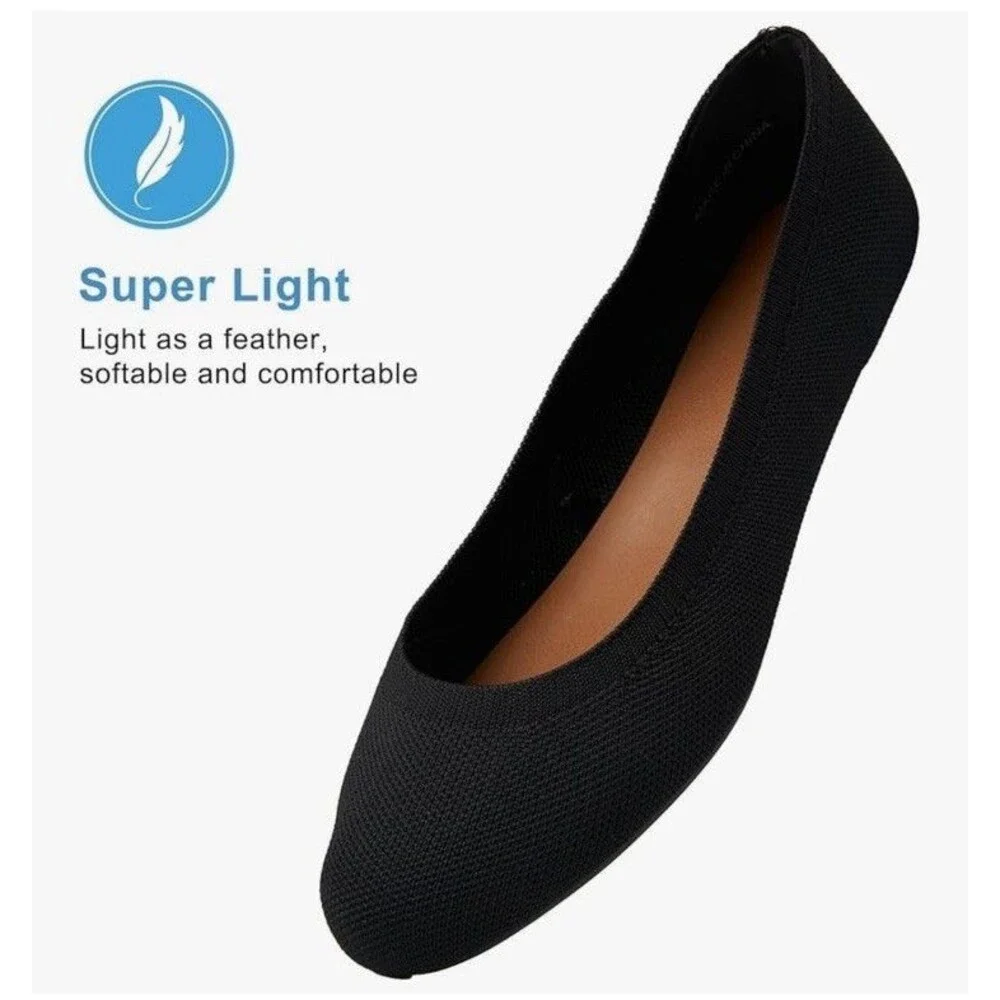 YORINDALE Black Women's Ballet Shoes Size 10 Round Toe, Soft Knit for Ballerina